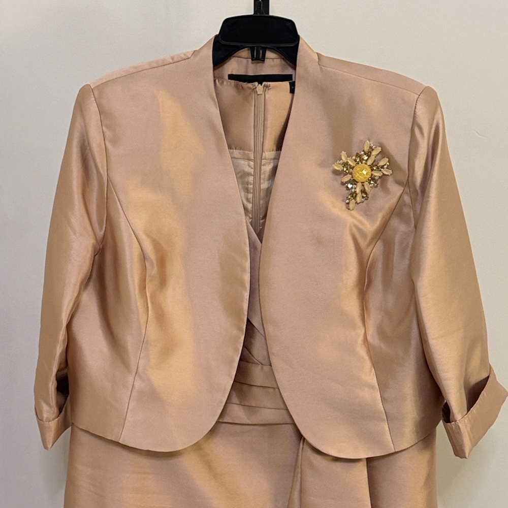 Elegant Gold Dress and Jacket Set